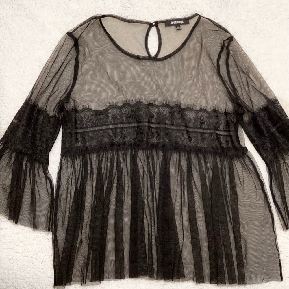 Black Mesh Baby Doll Shirt